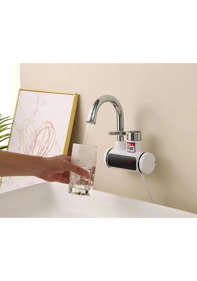 Premium Serisi Yeni Nesil Elektrikli Ani Su Isıtıcı Termal Şofben Musluk Spiral Başlık Hediye Duvar Giriş Beyaz
