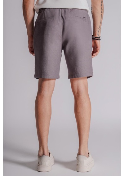 Braccas Erkek Yandan Cepli Beli Lastikli Keten Dokulu Relaxed Fit Jogger Şort Antrasit Antrasit
