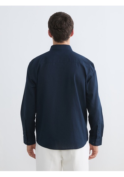 Lcw Vision Lacivert Regular Fit Keten Karışımlı Erkek Gömlek