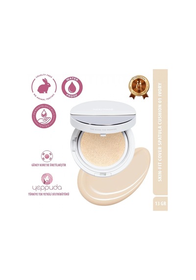 Merythod Skin-fit Cover Spatula Cushion 01 Ivory Spf50+pa+++ - Yüksek Kapatıcı,waterproof Spatulalı Fondöten