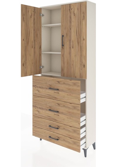 Arges Dolap 3 Raflı 4 Çekmeceli 2 Kapaklı 88x30x221 Aytaşı-çam Aytası