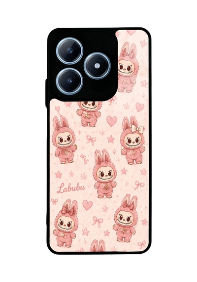 Realme C63 Pink Bunny Labubu Tasarımlı Glossy Telefon Kılıfı Pembe