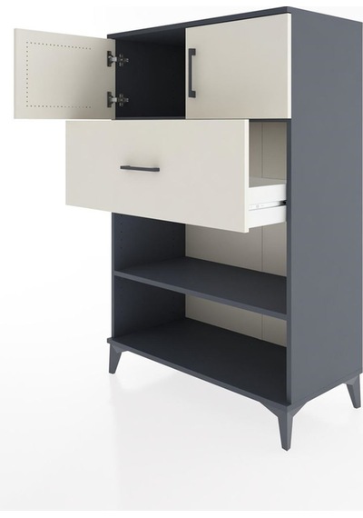 Hyperion Dolap 2 Raflı Tek Çekmeceli 2 Kapaklı 88x44x134 Antrasit-aytaşı Antrasit
