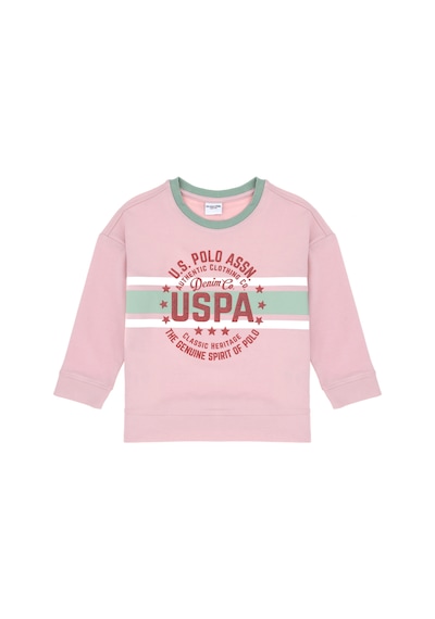 U.S. Polo Assn. Kız Çocuk Pembe Bisiklet Yaka Sweatshirt 50298163-VR041