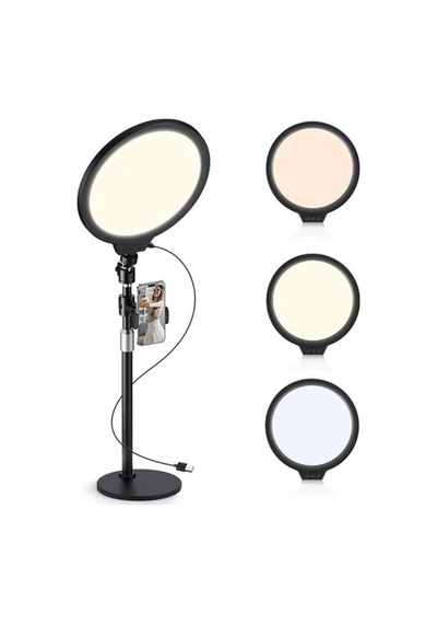 Freewolf 10 İnç Ring Light 3 Modlu Tripod Youtuber Tiktok Çekim Işıklı Telefon Tutucu Influencer