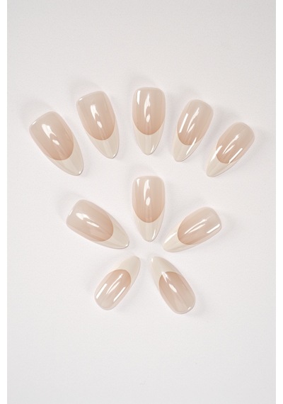 Pop Beauty Takma Tırnak Seti & Zararsız Yapıştırıcı, Glazed Donut French Hailey Bieber Popbeauty10134
