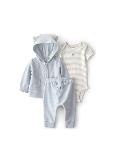 Carter's Erkek Bebek Layette 3'lü Kapüşonlu Ceket Alt Takım Mavi