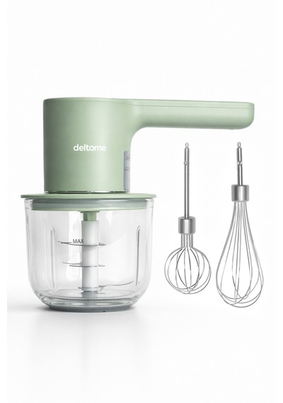 Deltome Pulsemix DLT-3410 2'si Bir Arada Doğrayıcı ve Çırpıcı Şarjlı El Mikseri Yeşil