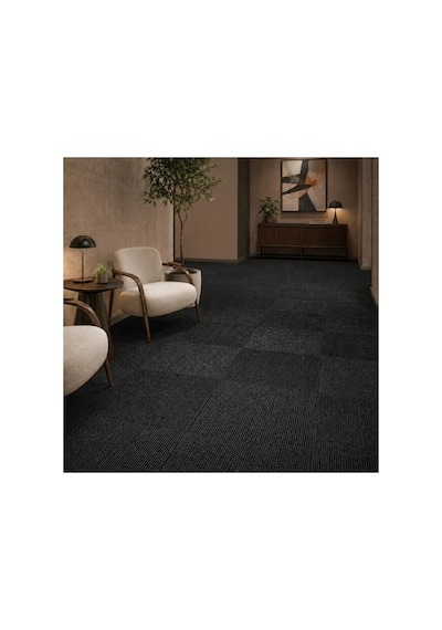 Karo Halı Modüler Yer Halısı Ev Ofis Oda Salon Koridor Antre Zemin Kaplama 50x50 Cm Siyah