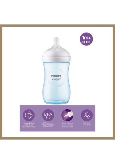 Bezos Doğal Tepkili Natural Response Pp Biberon 260 Ml 1+ Ay Mavi Renk: Mavi 22