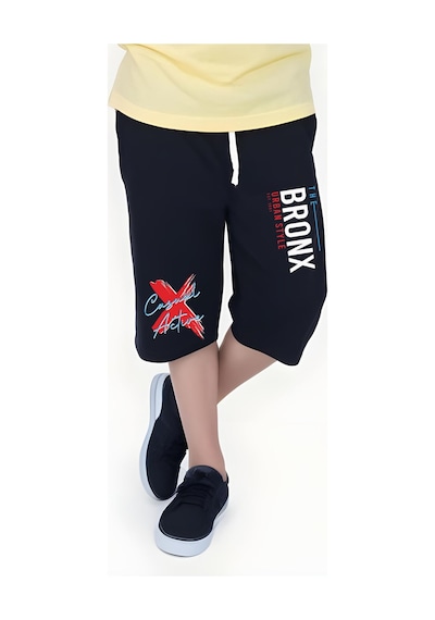 Fyk Kids Bronx Urban Style Yazı Baskılı, Erkek Çocuk Kapri&şort Siyah