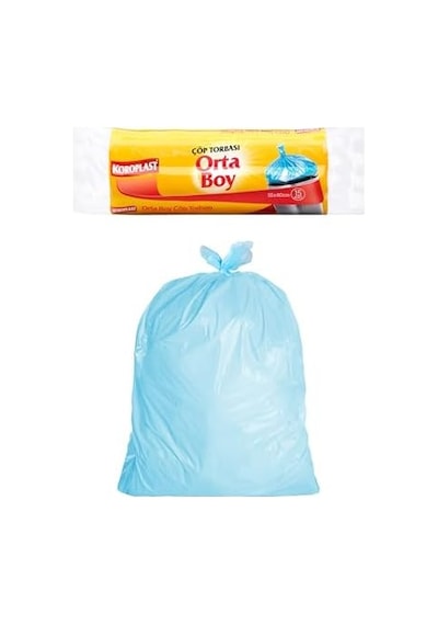 Orta Boy Çöp Torbası 15&apos Li 55x60 Cm, Sızdırmaz & Dayanıklı, Çift Katlı, Geri Dönüştürülebilir Orta Boy Çöp Poşeti, Mutfak, Ofis, İlk Yardım Çantası, Okul, Kantin, Market, Bahçe, Balkon