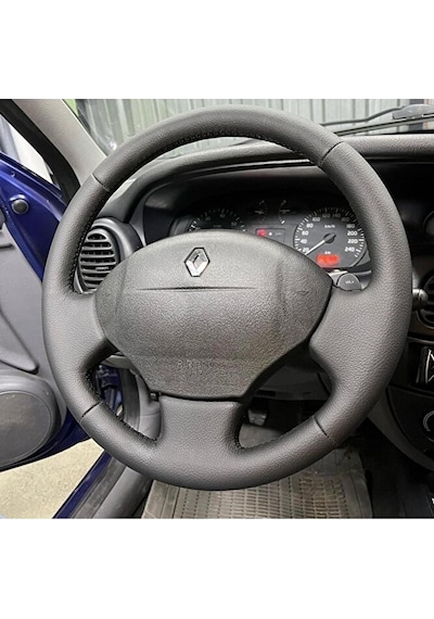 Renault Megane 1 Uyumlu Araca Özel Dikmeli Direksiyon Kılıfı Siyah