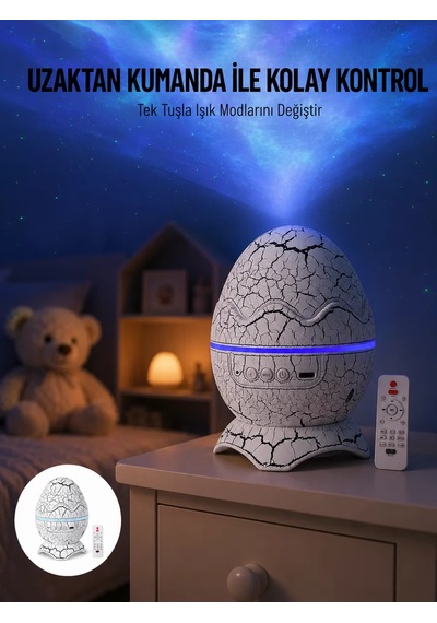 Yumurta Görünümlü Masa Ve Gece Lambası Renk Değiştirebilen Projektör Renkli 09622860