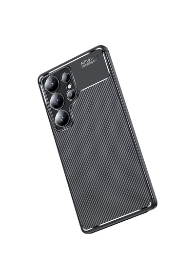 Samsung Galaxy Uyumlu S25 Ultra Kılıf Karbon Silikon Case Kapak Siyah