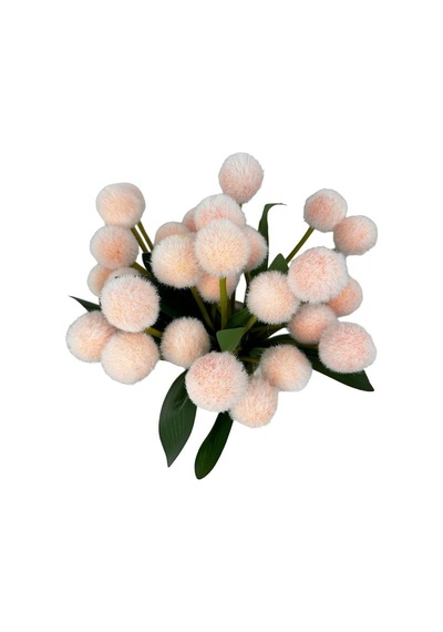 Yapay Çiçek Şampanya Rengi Pompon Çiçeği Dekoratif Yapay Çiçek 7 Toplu 30 20cm