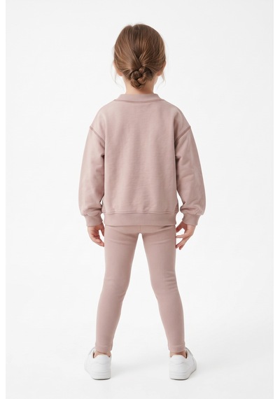 Toontoy Kids Toontoy Kız Çocuk Baskılı Karyoka Dikişli Sweatshirt Bej