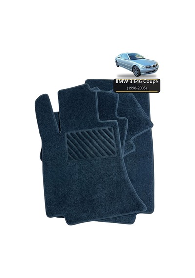 Oto Halı Paspas Seti Bmw 3 E46 Coupe 1998 2005 Uyumlu Sport Kaymaz & Şık Tasarım - Siyah Logosuz