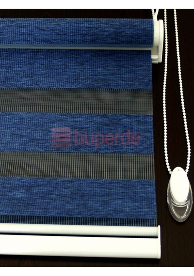 Buperde Lacivert Bambu Zebra Stor Perde