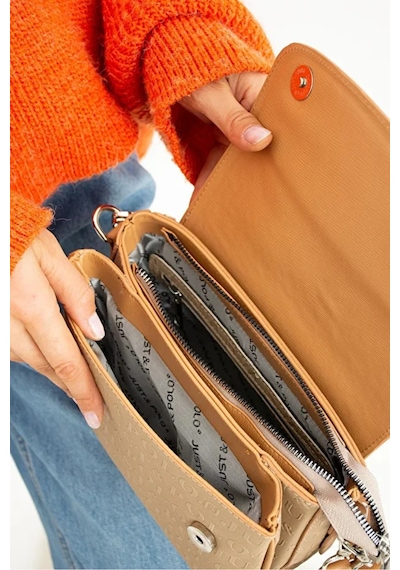 Just Polo Kadın Ayarlanabilir Askılı Şık El & Omuz Çantası Ve Cüzdanı Kombin Shopper Vizon