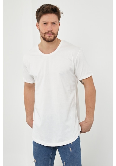 Tarz Cool Pis Yaka T-shirt Kırık Beyaz