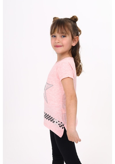 Toontoy Kids Toontoy Kız Çocuk T-shirt Yıldız Baskı Pembe Melanj