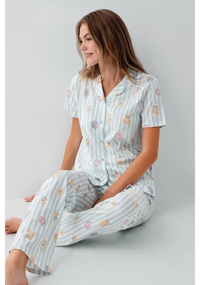 Rolypoly Kadın Yeşil Gömlek Pijama Takım Yeşil