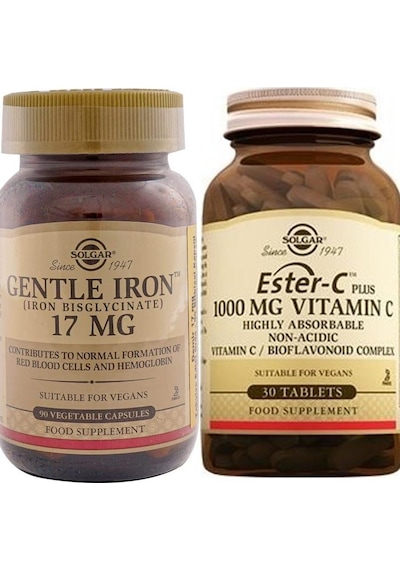 Solgar Gentle Iron 17 Mg 90 Kapsül Solgar Ester-C Plus 1000 Mg 30