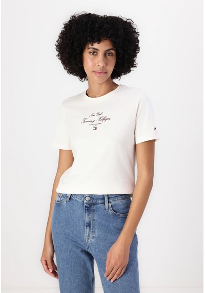 Tommy Hilfiger Kadın Logo T-shirt Beyaz