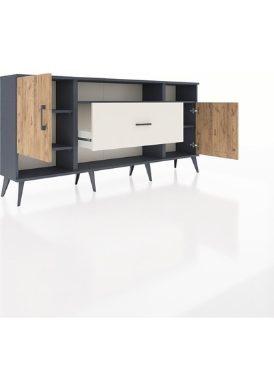 Arges Konsol 5 Raflı Tek Çekmeceli 2 Kapaklı 176x30x83 Antrasit-çam/aytaşı Çam/aytaşı Arges Konsol 5 Raflı Tek Çekmeceli 2 Kapaklı 176x30x83 Antrasit-çam/aytaşı Çam/aytaşı