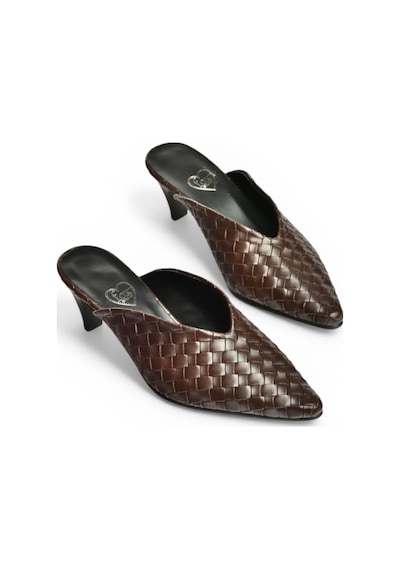 Fox Shoes Y654660709 Kahverengi İnce Topuklu Önü Kapalı Kadın Terlik