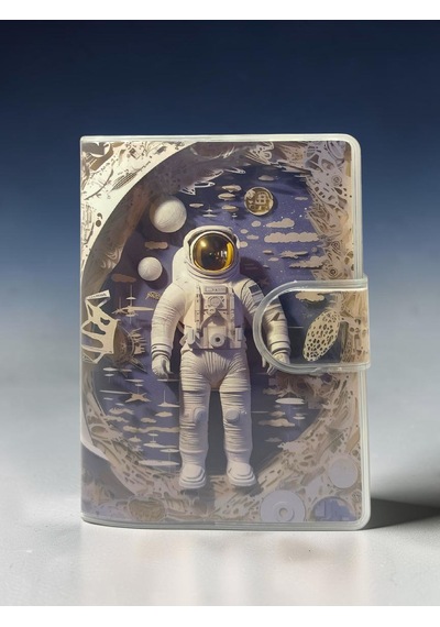 3d Görünümlü Astronot A7 Not Defteri , Çıt Çıtlı Cep Defteri - Beyaz