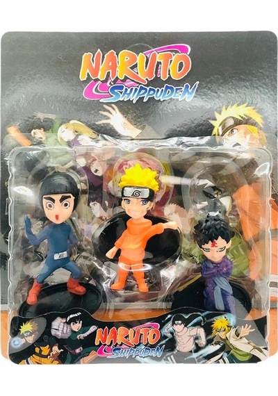 Naruto Shippuden Anime Figür Karakter Rock Lee Naruto Uzumaki Gaara 3 Lü Oyuncak Seti