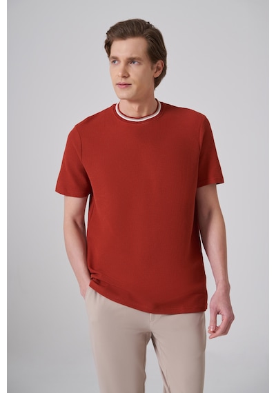 Morven Erkek Kiremit Trend Düz Penye Bisiklet Yaka T-shirt 26ys018012460 Kiremit