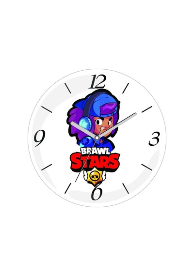 Brawl Stars Shelly Çap 30cm Sessiz Akar Bombeli Gerçek Cam Duvar Saati Çok Renkli