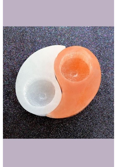 Yin Yang İkili Selenit Mumluk