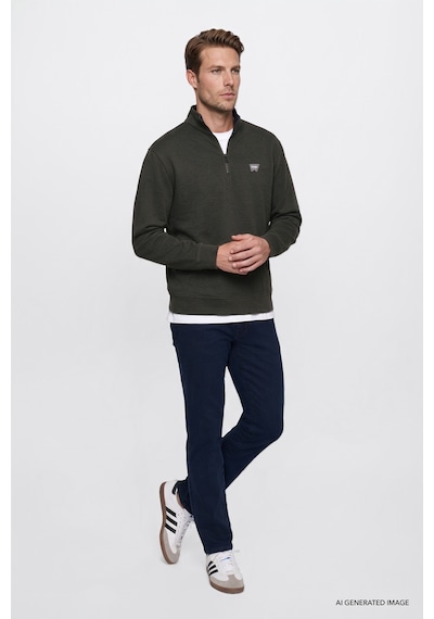 Wrangler Pamuklu Selanik Regular Fit Fermuarlı Erkek Sweatshirt W2620081801 Haki