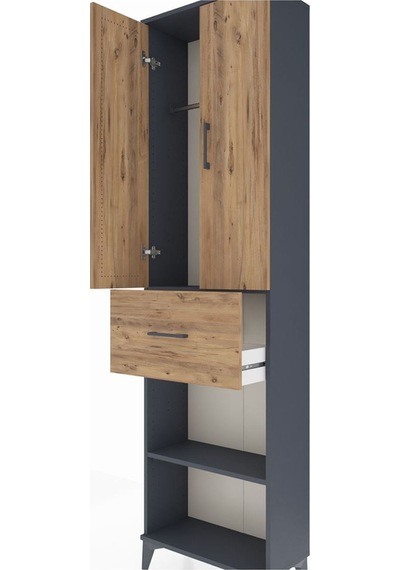 Arges Dolap 2 Raflı Tek Çekmeceli Tek Askılı 60x30x221 Antrasit-çam Antrasit Arges Dolap 2 Raflı Tek Çekmeceli Tek Askılı 60x30x221 Antrasit-çam Antrasit