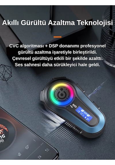 Wearfitpro Q08 Max Rgb Işık Efektli İntercom Bluetooth Motosiklet Kask Kulaklığı İntercom Kulaklık