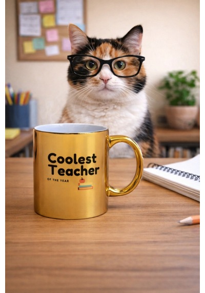 Cool Teacher Kupa Bardak Altın Rengi Altın