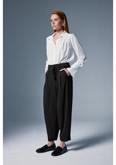 Sateen Talia Pantolon - Siyah-137096 siyah