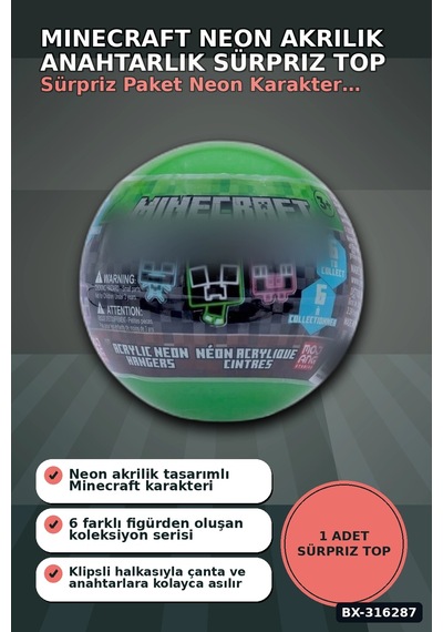 Karanlıkta Parlayan Figür Anahtarlık Sürpriz Paket - Neon Akrilik 1 Adet Bx-316287