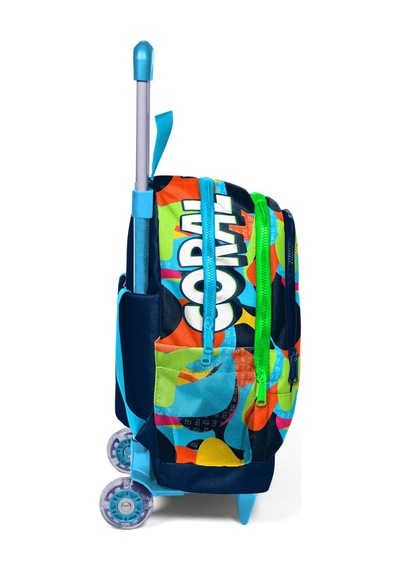 Coral High Kids Lacivert Mavi Graffiti Desenli Üç Bölmeli Çekçekli Okul Sırt Çantası 23977 Mavi