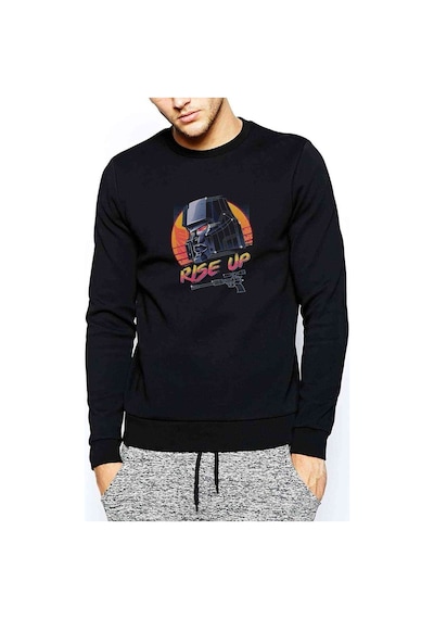 Transformers Villains Rise Up Baskılı Siyah Erkek Örme Sweatshirt