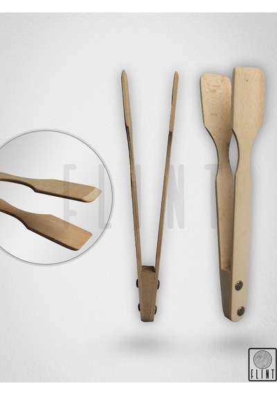 Gürgen Ağacı El Yapımı Ahşap Maşası 27cm Mutfak Yemek Servis