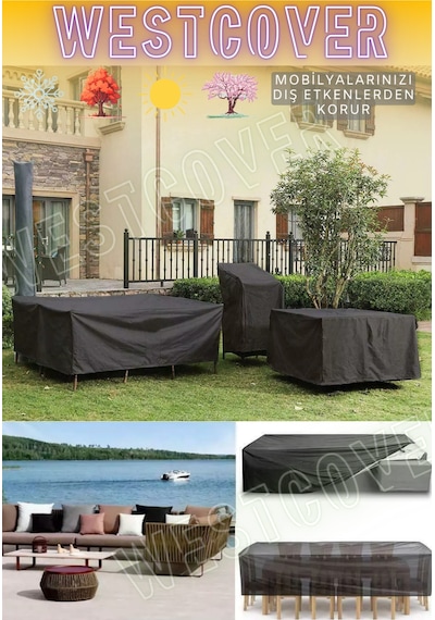Bahçe Mobilyası Koruma Örtüsü Brandası Premium Kalite 160x100cm Siyah Siyah