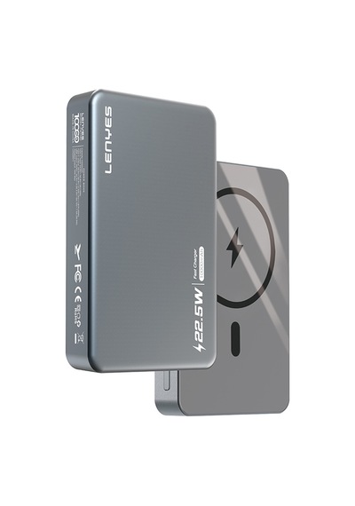 Lenyes Pw119d Pd 20w Ultra İnce Hızlı Şarj Özellikli Wireless Powerbank 15w 10.000mah Füme