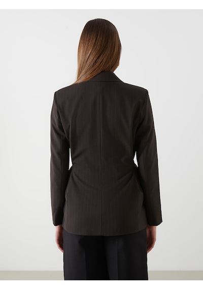 Lcwaıkıkı Classic Kahverengi Çizgili Kadın Blazer Ceket