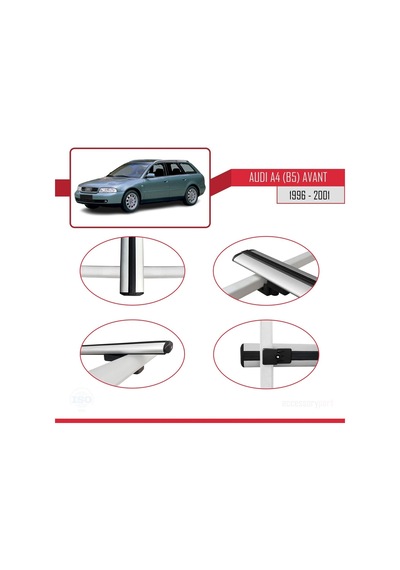 Audi A4 B5 Avant 1996-2001 Arası İle Uyumlu Basic Model Ara Atkı Tavan Barı Gri 3 Adet