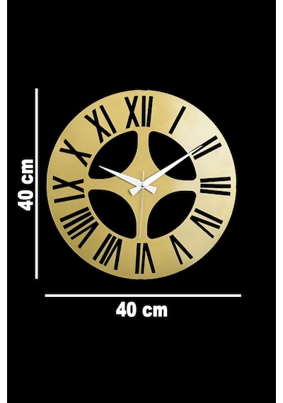 Roma Model Metal Lazer Kesim Akar Sessiz Mekanizmalı Duvar Saati 40 40 Cm -m027 Gold